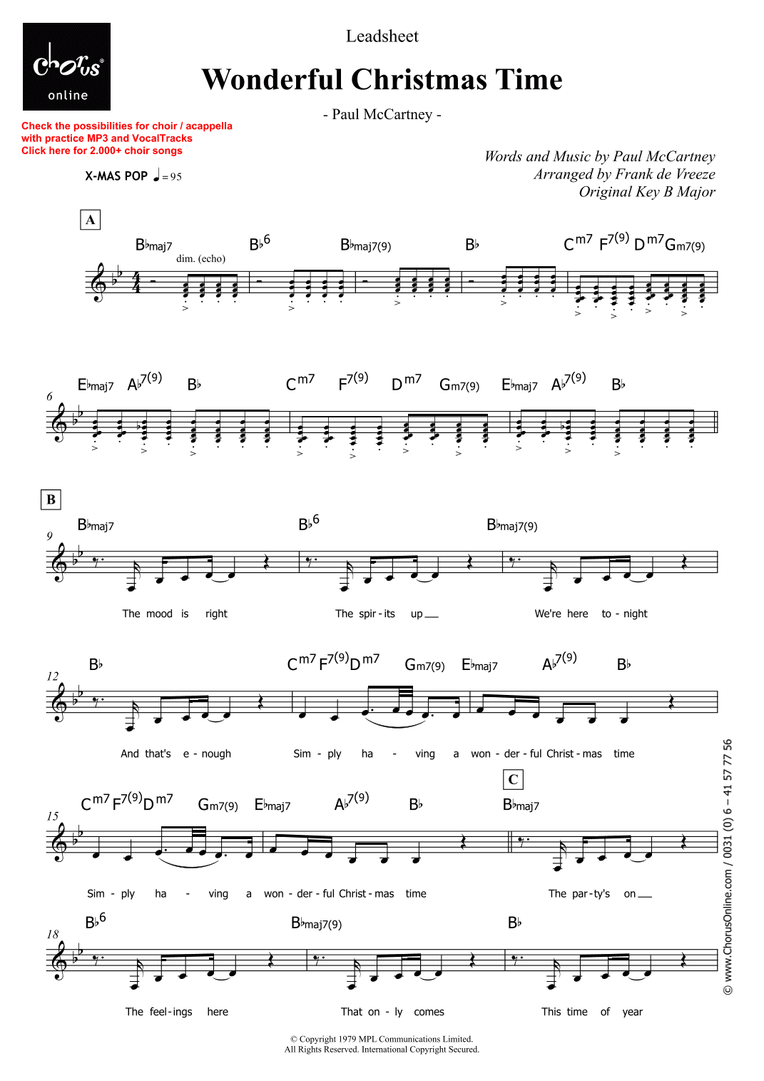 Wonderful Christmastime (arr. Frank de Vreeze)