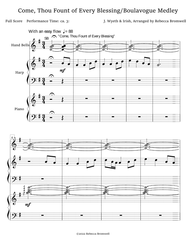 "Come, Thou Fount / Boulavogue Medley" - Score Only (arr. Rebecca Bromwell)