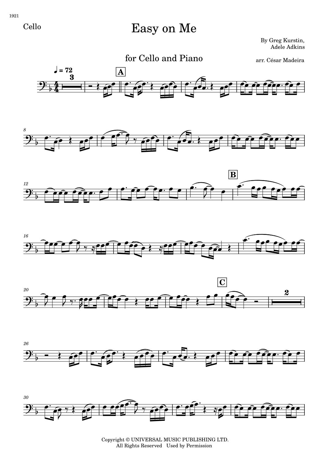 Easy On Me (arr. César Madeira)