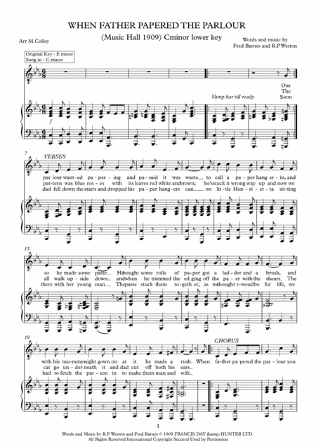 When Father Papered The Parlour (arr. M Colley)