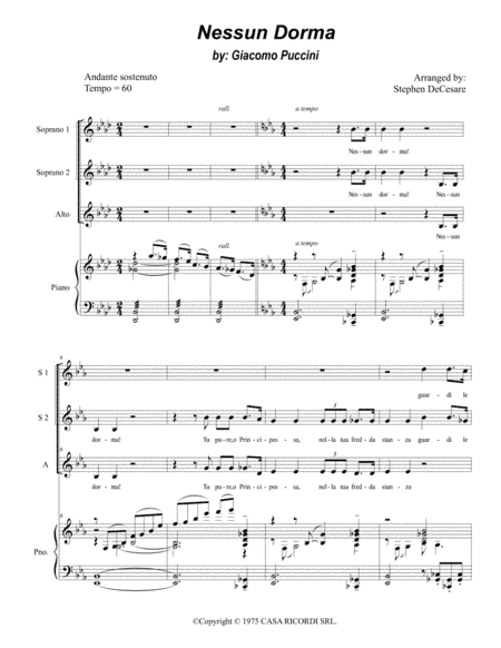 Nessun Dorma (arr. Stephen DeCesare)