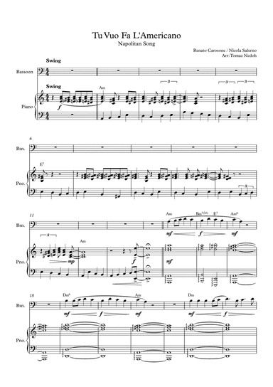 Tu Vuo Fa L'americano (arr. Tomaz Nedoh)