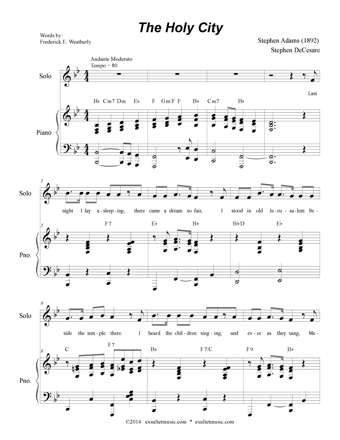 The Holy City (Solo and SATB) (arr. Stephen DeCesare)