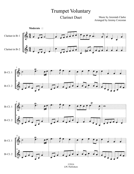 Trumpet Voluntary for Two Clarinets (arr. Jeremy Corcoran)