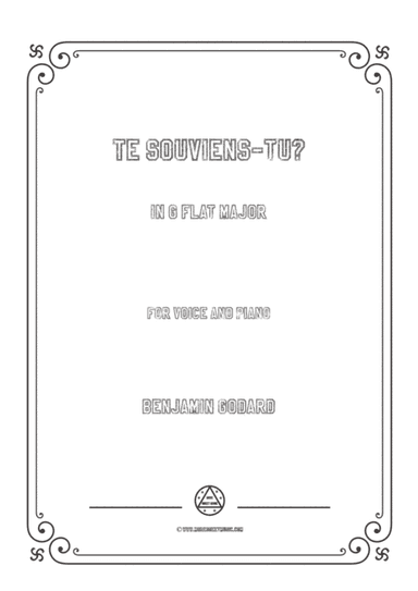 Godard-Te souviens-tu in G flat Major,for Voice and Piano (arr. MSM)