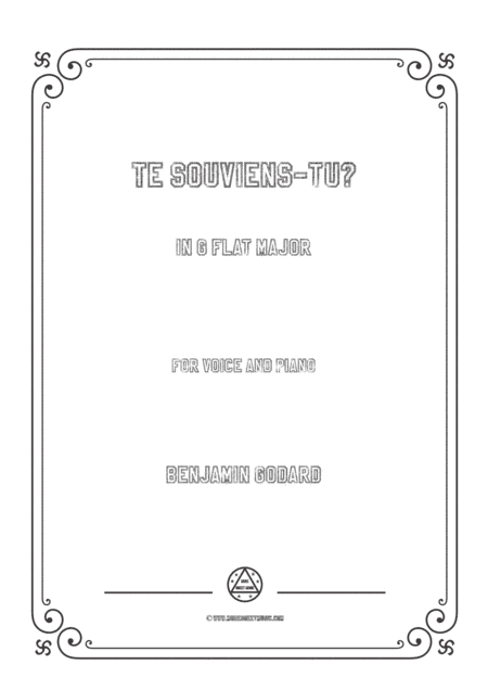 Godard-Te souviens-tu in G flat Major,for Voice and Piano (arr. MSM)