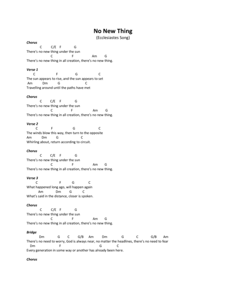 No New Thing (Ecclesiastes Song)