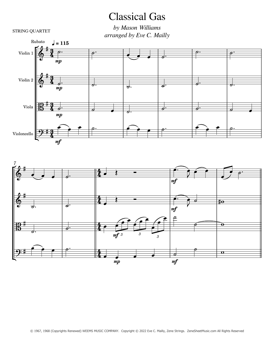 Classical Gas (arr. Eve C. Mailly - Zene Strings)