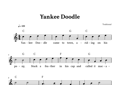 Yankee Doodle - Lead Sheet (C Major - Traditional) (arr. Yuri Noronha)