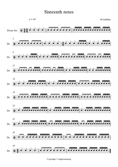 Learn sixteenth notes on the snare drum