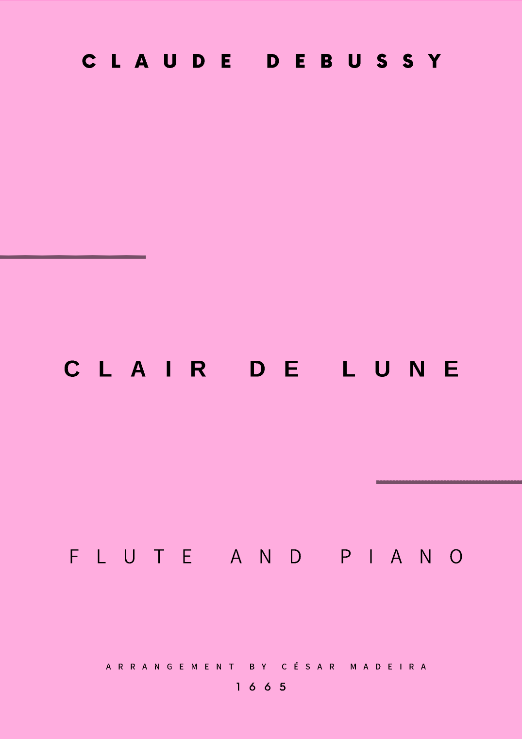 Clair de Lune by Debussy - Flute and Piano (Full Score and Parts) (arr. César Madeira)