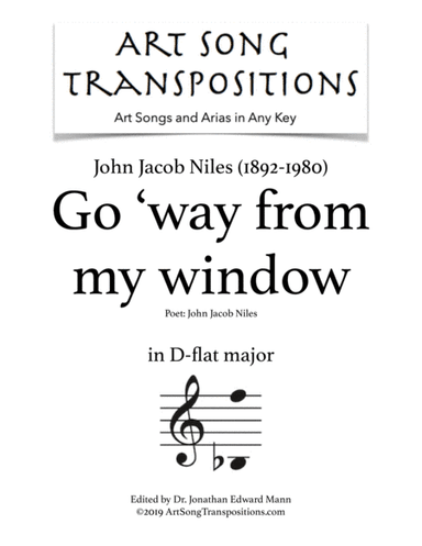 Go 'way From My Window (arr. ArtSongTranspositions.com)