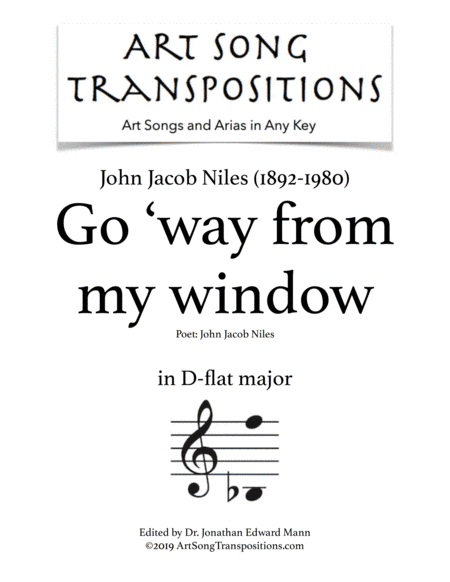 Go 'way From My Window (arr. ArtSongTranspositions.com)