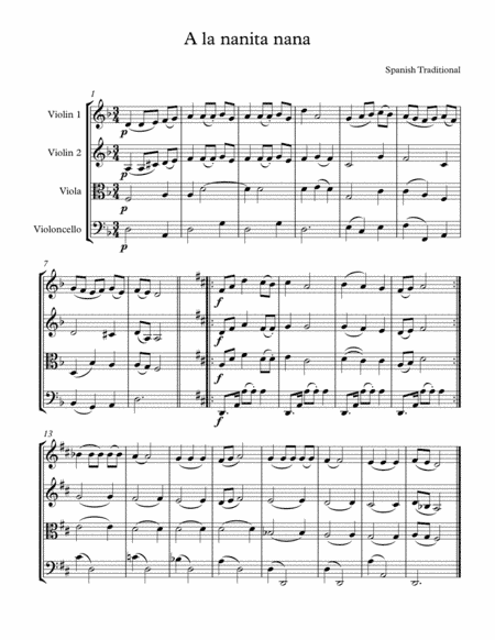 A la nanita nana - Easy string quartet (arr. Nicholas Palmer)