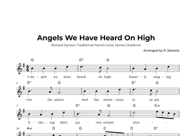 Angels We Have Heard On High (Key of G Major) (arr. R. Salvario)