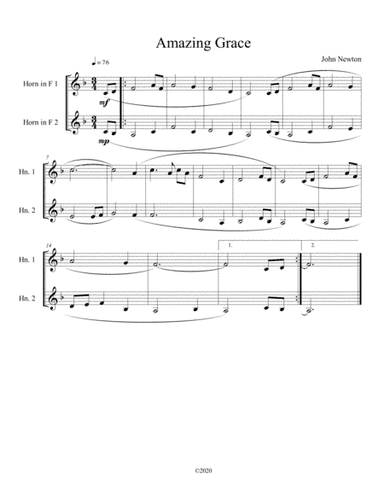 Amazing Grace (french horn duet) (arr. B C Dockery)