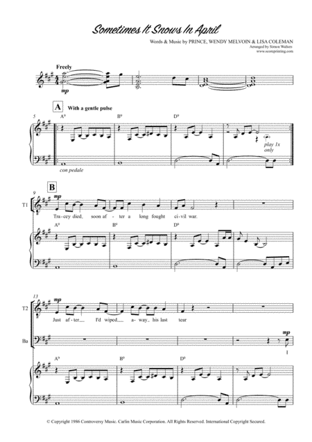 Sometimes It Snows In April (arr. Simon Walters)