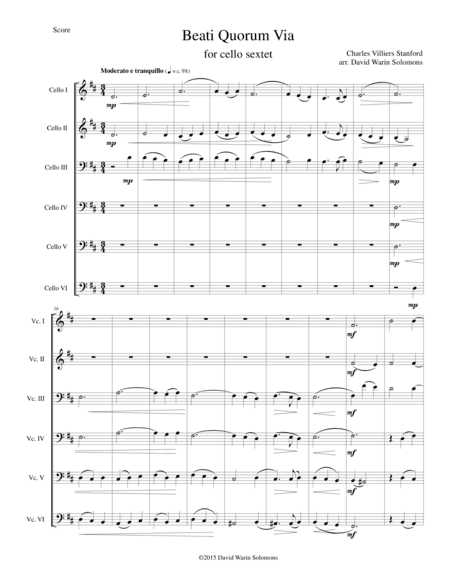 Beati Quorum Via for cello sextet (arr. David Warin Solomons)