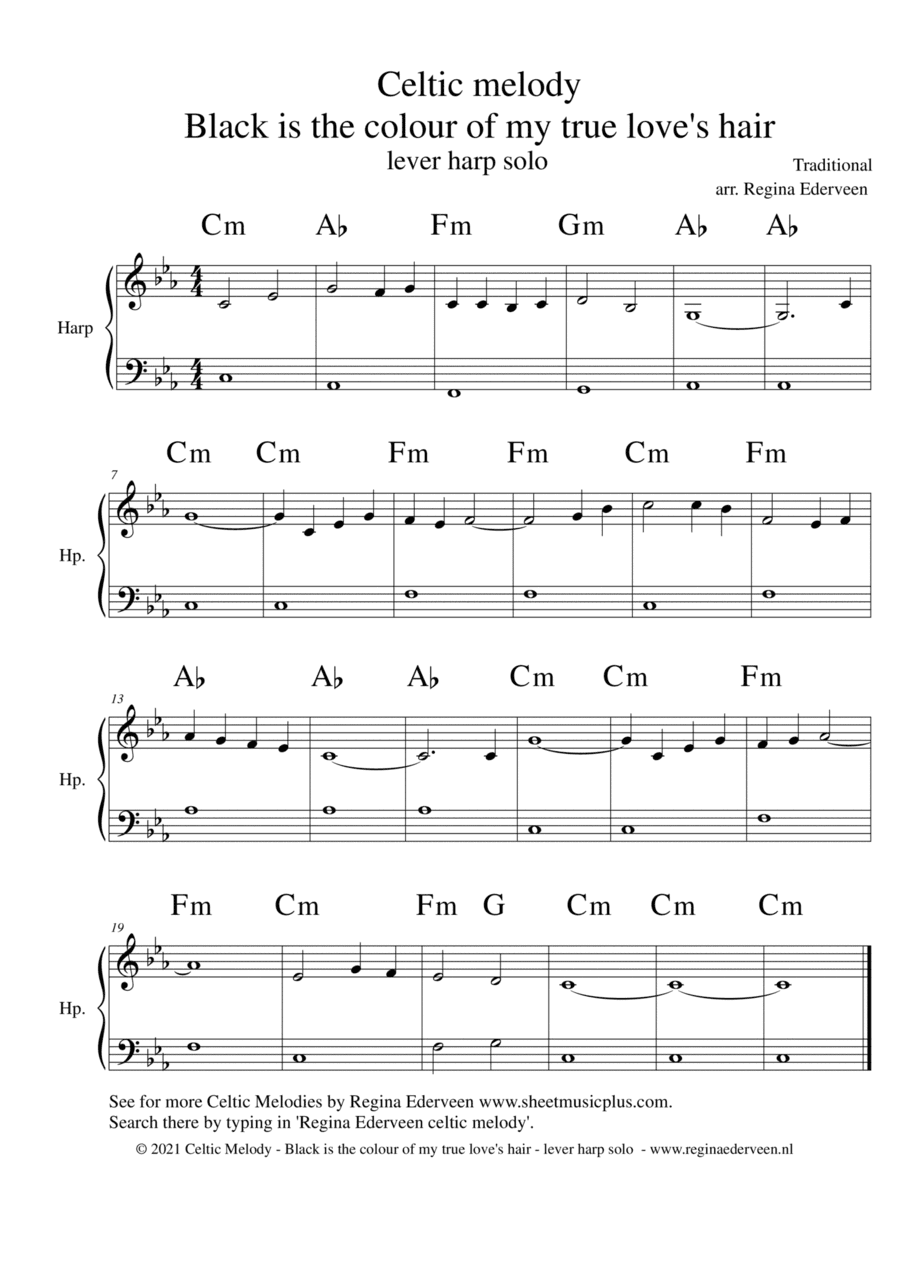 Celtic Melody - Black is the colour of my true love's hair - harp beginner