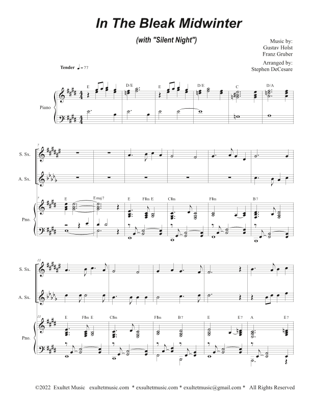 In The Bleak Midwinter (with "Silent Night") (Duet for Soprano and Alto Saxophone) (arr. Stephen DeCesare)