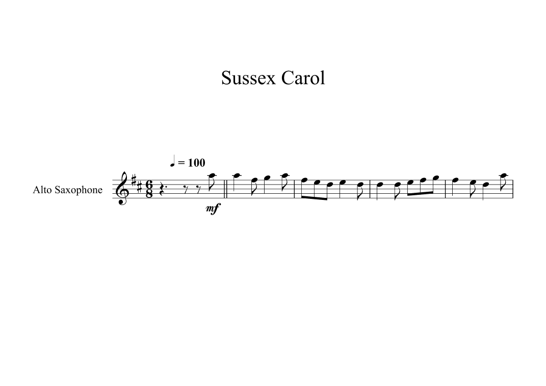 Sussex Carol (Alto Sax) (arr. Digital Book Music)