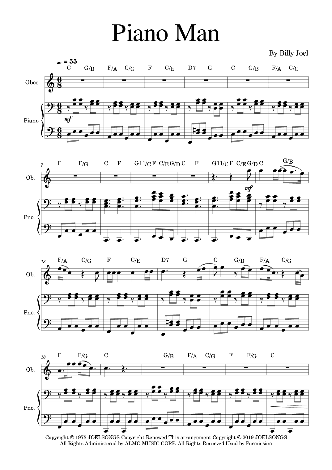 Piano Man (arr. Golden Skull Editions)