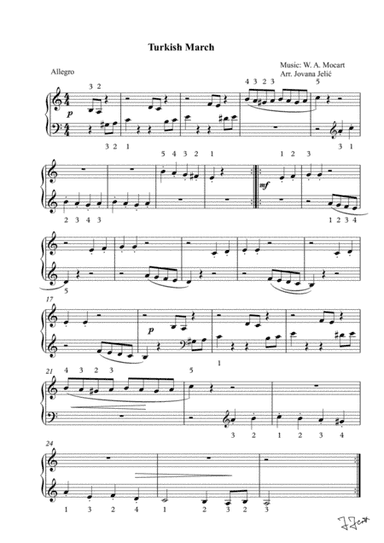 Turkish March, piano, easy