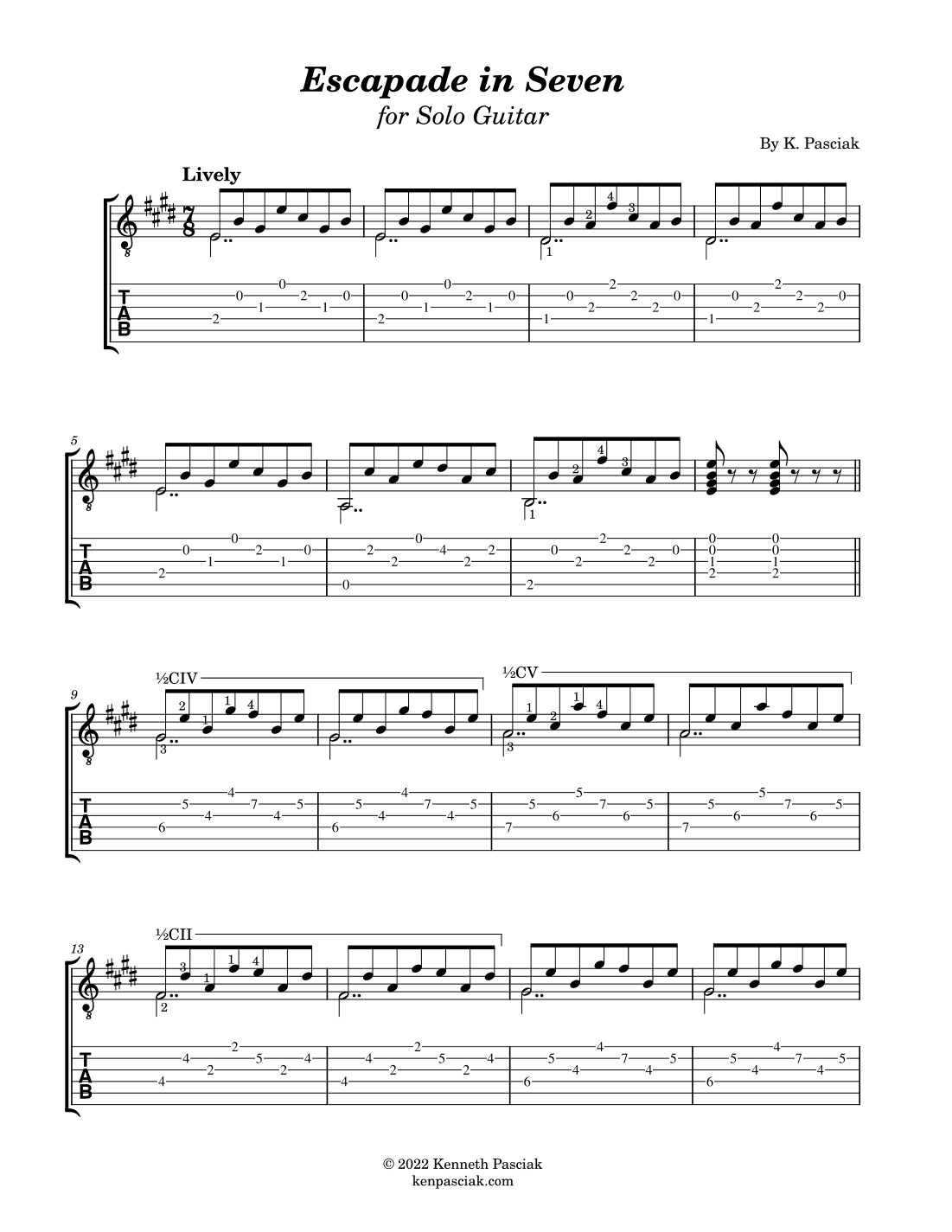 Escapade in Seven - Study for Guitar
