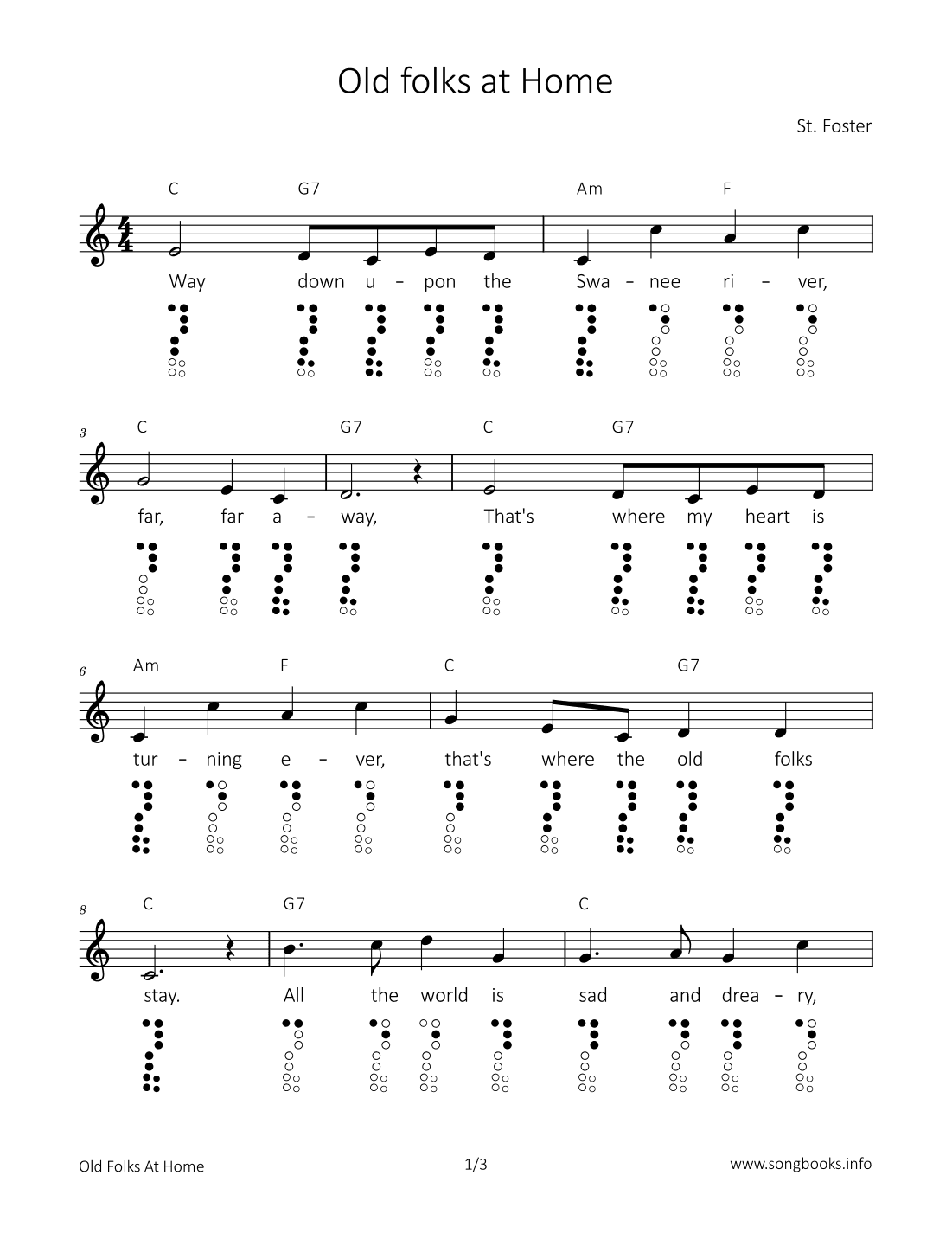 Old folks at home (arr. songbooks.info)