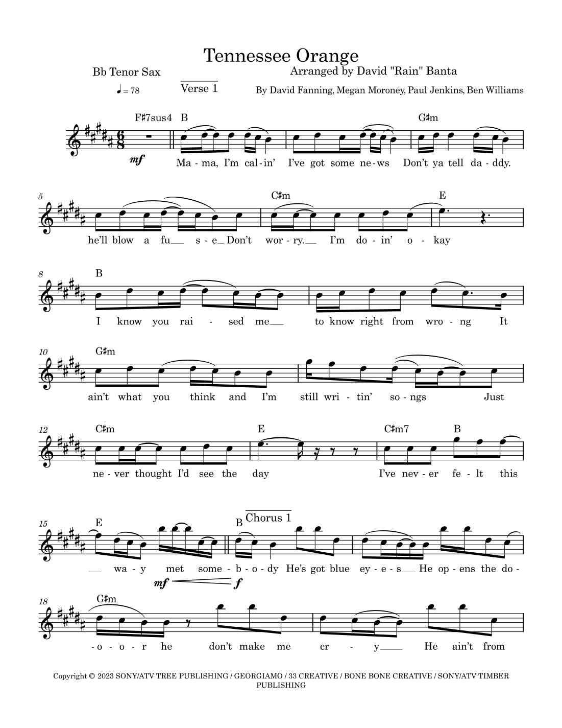 Tennessee Orange (arr. David "Rain" Banta)
