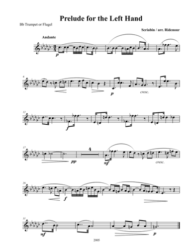 Prelude for the Left Hand (arr. Brandon Ridenour)