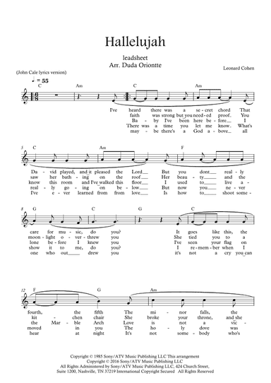 Hallelujah (arr. Duda Oriontte)