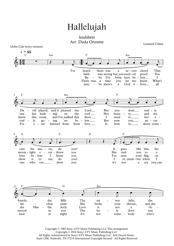 Hallelujah (arr. Duda Oriontte)