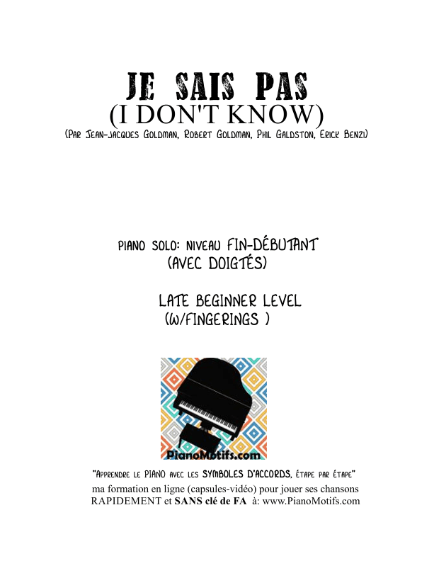 I Don't Know (arr. JFpiano)