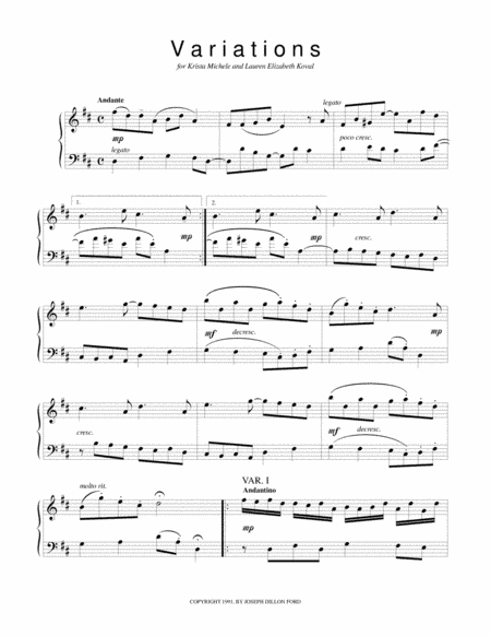 Variations on an Original Theme from Sonatinas and Other Pieces from the Viennese Sketchbook for pia