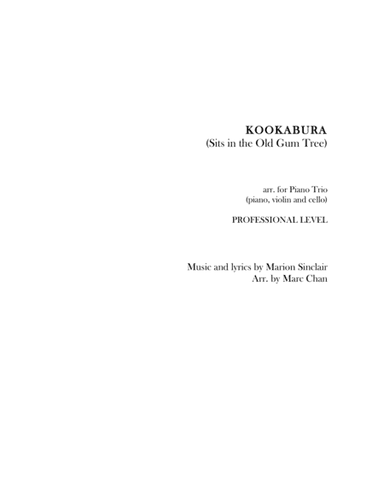 Kookaburra (kookaburra Sits In The Old Gum Tree) (arr. Marc Chan)