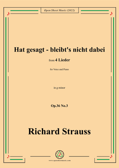 Richard Strauss-Hat gesagt-bleibt's nicht dabei,in g minor (arr. OSM Press)