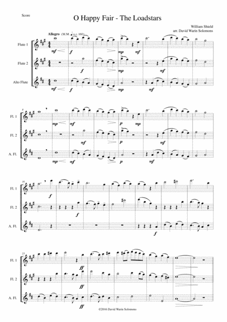 O happy fair - The Loadstars for flute trio (arr. David Warin Solomons)