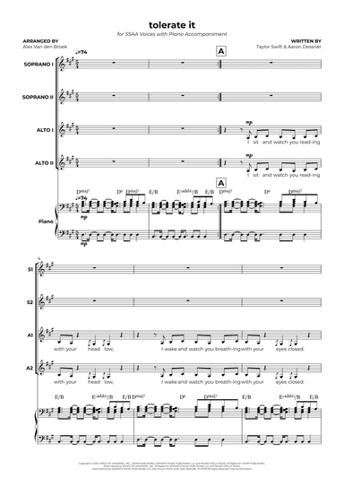 Tolerate It (arr. Alex Van den Broek)