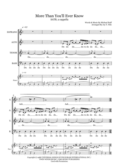 More Than You'll Ever Know (arr. Joy T. Nilo)