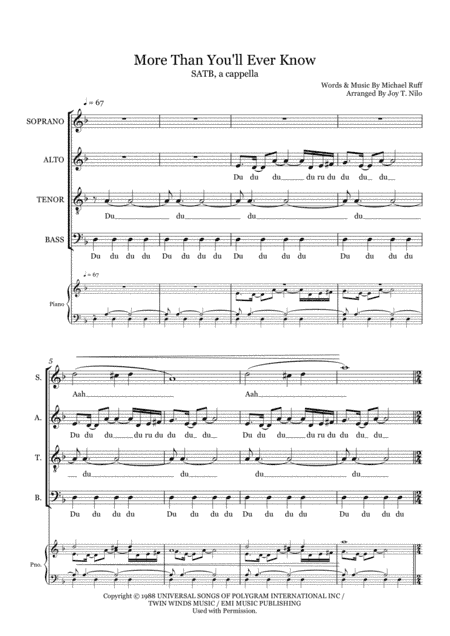 More Than You'll Ever Know (arr. Joy T. Nilo)