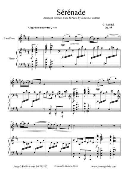 Fauré: Sérénade Op. 98 for Bass Flute & Piano (arr. James Guthrie, ASCAP)