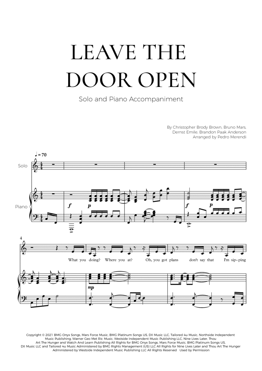 Leave The Door Open (arr. Pedro Merendi)