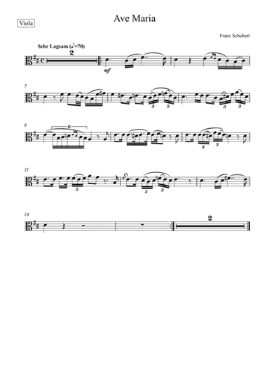 Franz Schubert - Ave Maria in D Major (Viola Solo Part) (arr. André Laitano)