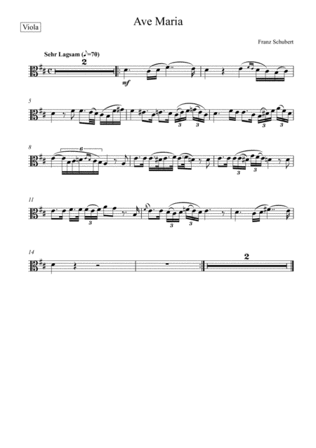 Franz Schubert - Ave Maria in D Major (Viola Solo Part) (arr. André Laitano)