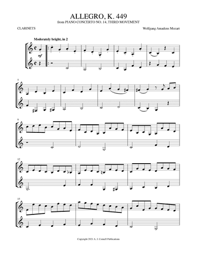 Allegro ma non troppo (from Piano Concerto No. 14, K. 449) (arr. Mark Phillips)