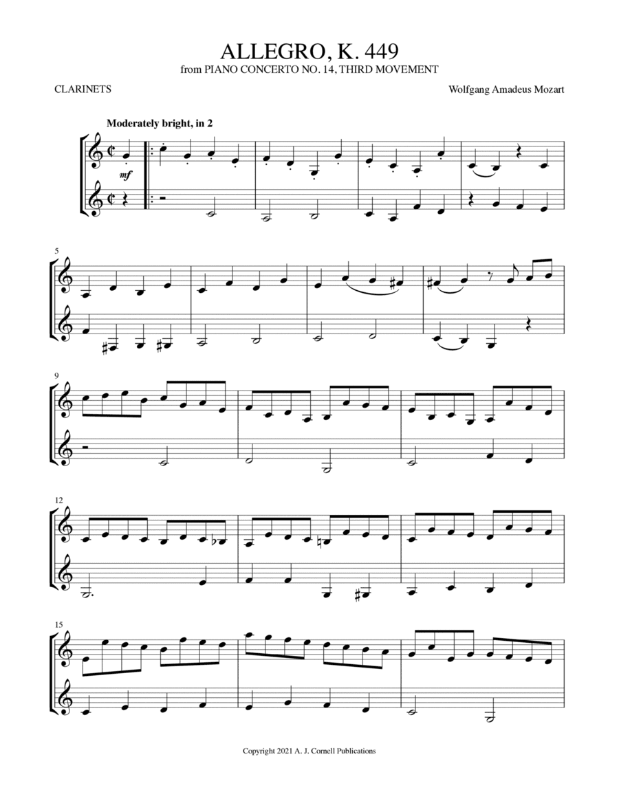 Allegro ma non troppo (from Piano Concerto No. 14, K. 449) (arr. Mark Phillips)
