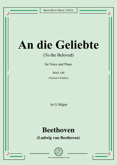 Beethoven-An die Geliebte(To the Beloved),,in G Major (arr. OSM Press)