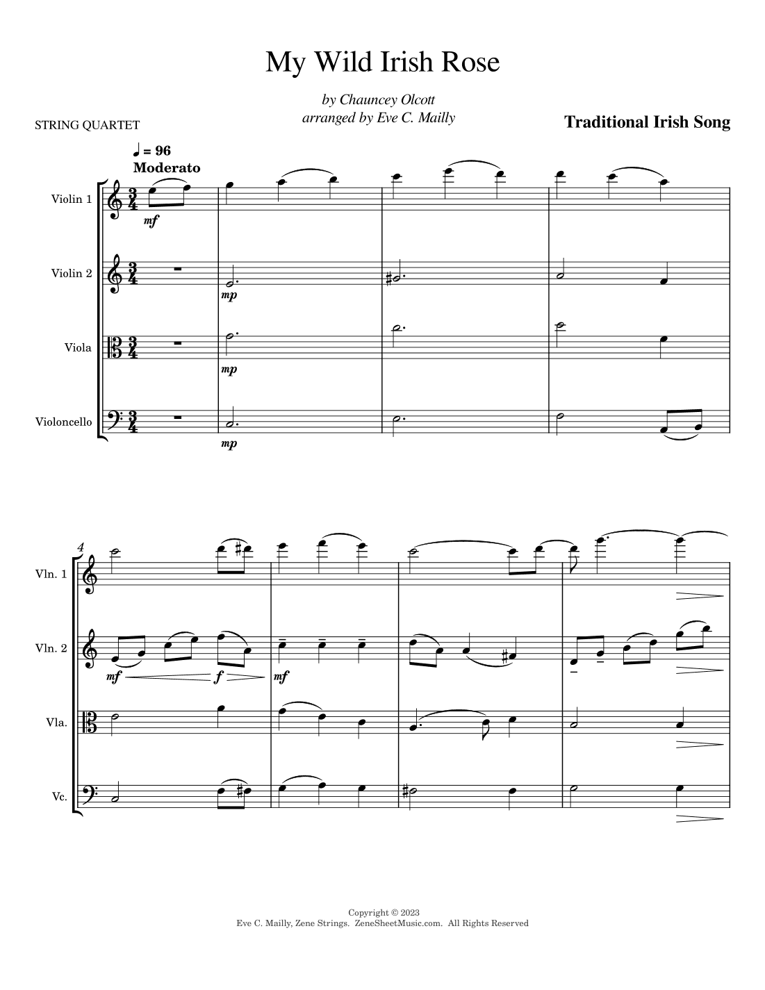 My Wild Irish Rose (arr. Eve C. Mailly - Zene Strings)