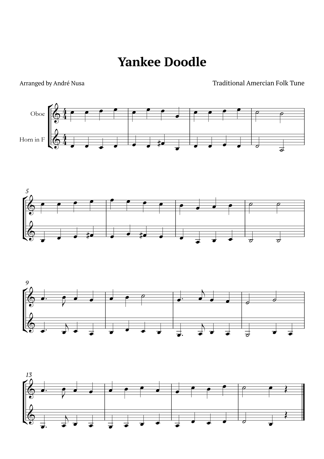 Yankee Doodle (arr. André Nusa)